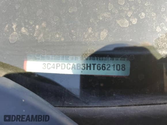 2017 Dodge Journey SE with VIN 3C4PDCAB3HT662108, listed as a Copart auction lot 85317315 with 108,874 mi miles and Salvage title. Bid and sale history available at DreamBid. Image 13.