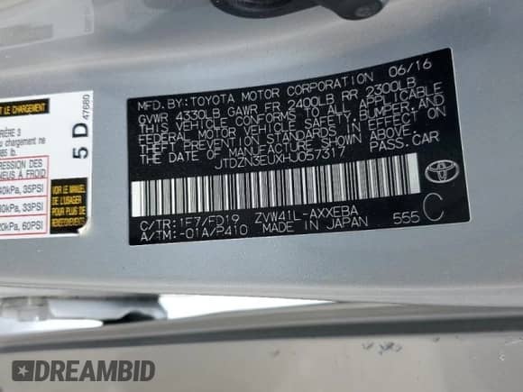 2017 Toyota Prius Four z VIN JTDZN3EUXHJ057317, wystawiony jako Copart lot #68079975 z przebiegiem 97 780 mil mil oraz Szkoda całkowita • Salvage title. Historia ofert i sprzedaży dostępna na DreamBid. Obrazek 13.