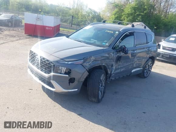 2021 Hyundai Santa Fe Calligraphy with VIN 5NMS5DAL8MH370726, listed as a IAAI auction lot 42099412 with 56,273 mi miles and . Bid and sale history available at DreamBid. Image 2.