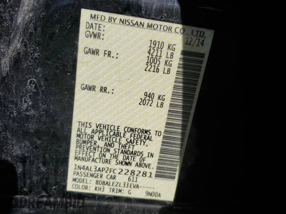 2015 Nissan Altima S z VIN 1N4AL3AP2FC228281, wystawiony jako Copart lot #48206255 z przebiegiem 154 039 mil mil oraz Szkoda całkowita • Salvage title. Historia ofert i sprzedaży dostępna na DreamBid. Obrazek 12.