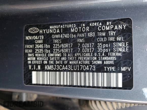 2020 Hyundai Tucson Value with VIN KM8J3CA43LU170473, listed as a Copart auction lot 89853345 with 82,681 mi miles and Clean title. Bid and sale history available at DreamBid. Image 13.