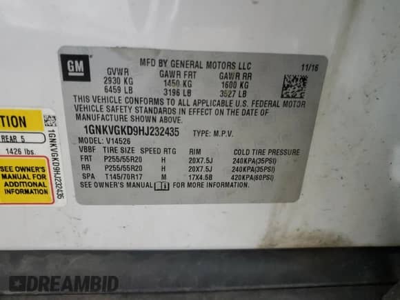 2017 Chevrolet Traverse LT с VIN 1GNKVGKD9HJ232435, выставлен на аукционе Copart как лот 84916025 с пробегом 162 255 миль миль и Чистый • Clean title. История ставок и продаж доступна на DreamBid. Изображение 13.