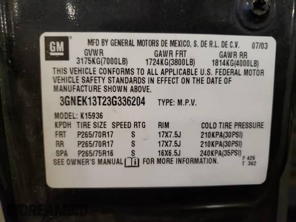 2003 Chevrolet Avalanche z VIN 3GNEK13T23G336204, wystawiony jako Copart lot #80801625 z przebiegiem 182 085 mil mil oraz Szkoda całkowita • Salvage title. Historia ofert i sprzedaży dostępna na DreamBid. Obrazek 12.