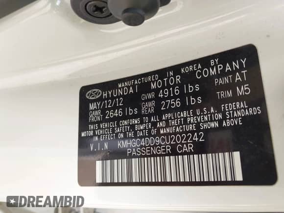 2012 Hyundai Genesis 3.8L с VIN KMHGC4DD9CU202242, выставлен на аукционе IAAI как лот 43161512 с пробегом 160 716 миль миль и . История ставок и продаж доступна на DreamBid. Изображение 9.