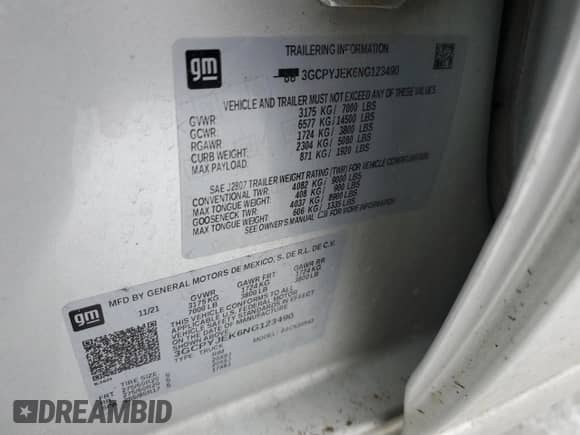 2022 Chevrolet Silverado 1500 LT with VIN 3GCPYJEK6NG123490, listed as a Copart auction lot 41617175 with 64,048 mi miles and Salvage title. Bid and sale history available at DreamBid. Image 15.