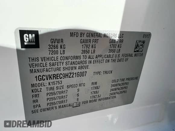 2017 Chevrolet Silverado 1500 LT с VIN 1GCVKREC9HZ216007, выставлен на аукционе Copart как лот 89912125 с пробегом 253 310 миль миль и Чистый • Clean title. История ставок и продаж доступна на DreamBid. Изображение 10.