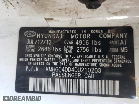 2013 Hyundai Genesis 3.8L с VIN KMHGC4DD4DU210203, выставлен на аукционе Copart как лот 67089025 с пробегом Не указан миль и Списание • Salvage title. История ставок и продаж доступна на DreamBid. Изображение 20.