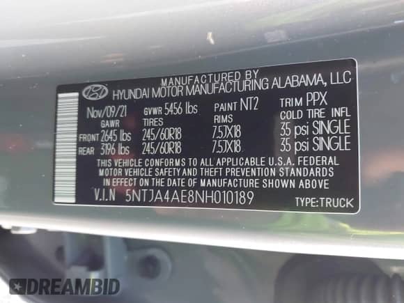 2022 Hyundai Santa Cruz SE с VIN 5NTJA4AE8NH010189, выставлен на аукционе IAAI как лот 43287230 с пробегом 42 420 миль миль и . История ставок и продаж доступна на DreamBid. Изображение 9.