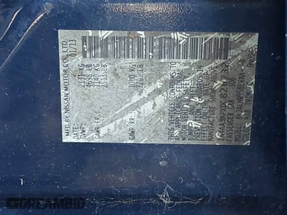 2013 Nissan Maxima S with VIN 1N4AA5APXDC826732, listed as a IAAI auction lot 40699858 with Not provided miles and . Bid and sale history available at DreamBid. Image 9.