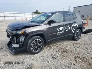 2022 Jeep Compass Limited with VIN 3C4NJDCBXNT224684, listed as a Copart auction lot 80630005 with 51,527 mi miles and Non repairable. Bid and sale history available at DreamBid. Image 1.