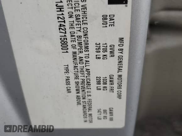 2002 Chevrolet Cavalier LS Sport z VIN 1G1JH12T427158001, wystawiony jako Copart lot #48227675 z przebiegiem 13 857 mil mil oraz Szkoda całkowita • Salvage title. Historia ofert i sprzedaży dostępna na DreamBid. Obrazek 14.