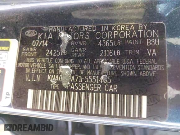 2015 Kia Optima LX с VIN KNAGM4A71F5551455, выставлен на аукционе IAAI как лот 43266543 с пробегом 110 000 миль миль и . История ставок и продаж доступна на DreamBid. Изображение 9.