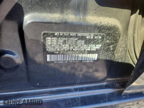 2016 Subaru Impreza Premium with VIN JF1GJAB64GH012110, listed as a Copart auction lot 83821465 with 112,831 mi miles and Salvage title. Bid and sale history available at DreamBid. Image 12.