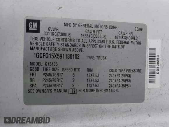 2009 Chevrolet Express Cargo with VIN 1GCFG15X591180102, listed as a IAAI auction lot 42120273 with 187,607 mi miles and . Bid and sale history available at DreamBid. Image 9.