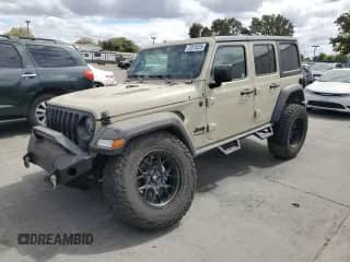 2022 Jeep Wrangler Unlimited Sport S with VIN 1C4HJXDG6NW221820, listed as a Copart auction lot 72015225 with 14,922 mi miles and Salvage title. Bid and sale history available at DreamBid. Image 1.