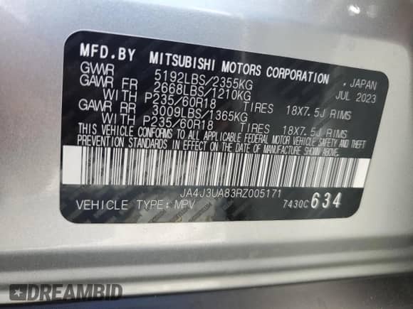 2024 Mitsubishi Outlander ES with VIN JA4J3UA83RZ005171, listed as a Copart auction lot 57891695 with 14,605 mi miles and Non repairable. Bid and sale history available at DreamBid. Image 13.