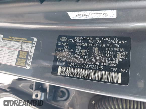 2021 Hyundai Tucson Value with VIN KM8J33A40MU323196, listed as a IAAI auction lot 42051007 with 84,446 mi miles and . Bid and sale history available at DreamBid. Image 9.