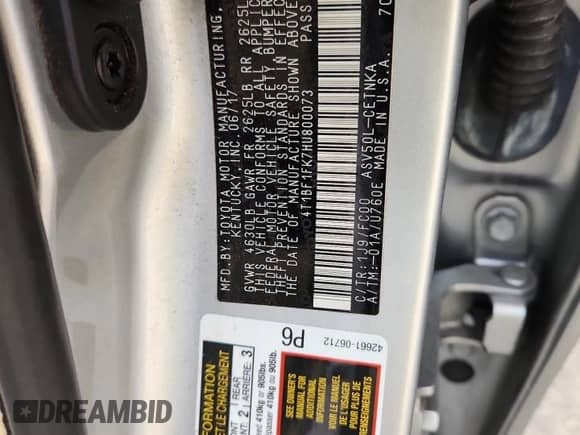 2017 Toyota Camry LE z VIN 4T1BF1FK7HU800073, wystawiony jako Copart lot #86455635 z przebiegiem Nie podano mil oraz Szkoda całkowita • Salvage title. Historia ofert i sprzedaży dostępna na DreamBid. Obrazek 12.