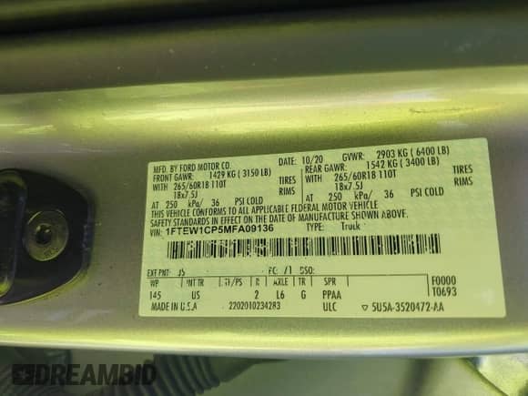 2021 Ford F-150 XL с VIN 1FTEW1CP5MFA09136, выставлен на аукционе IAAI как лот 43245762 с пробегом Не указан миль и . История ставок и продаж доступна на DreamBid. Изображение 9.