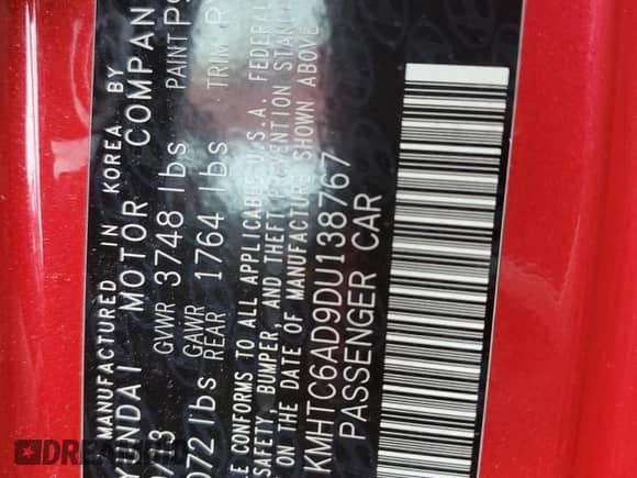 2013 Hyundai Veloster w/Gray Int z VIN KMHTC6AD9DU138767, wystawiony jako Copart lot #85260395 z przebiegiem 176 745 mil mil oraz Szkoda całkowita • Salvage title. Historia ofert i sprzedaży dostępna na DreamBid. Obrazek 12.