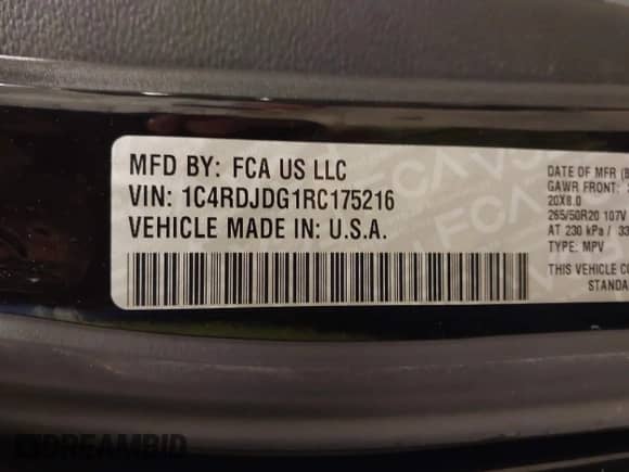 2024 Dodge Durango GT Plus с VIN 1C4RDJDG1RC175216, выставлен на аукционе IAAI как лот 42060960 с пробегом 11 007 миль миль и . История ставок и продаж доступна на DreamBid. Изображение 9.