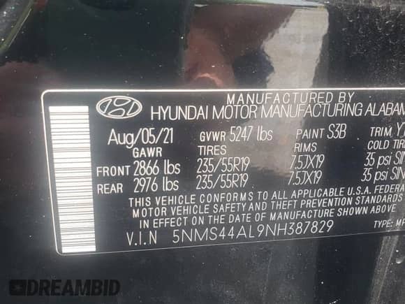 2022 Hyundai Santa Fe Limited с VIN 5NMS44AL9NH387829, выставлен на аукционе Copart как лот 60884915 с пробегом 52 304 миль миль и Списание • Salvage title. История ставок и продаж доступна на DreamBid. Изображение 13.