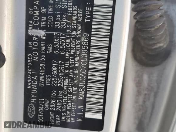 2012 Hyundai Tucson Limited z VIN KM8JUCAC7CU395869, wystawiony jako Copart lot #49375045 z przebiegiem 190 592 mil mil oraz Czysty tytuł • Clean title. Historia ofert i sprzedaży dostępna na DreamBid. Obrazek 13.