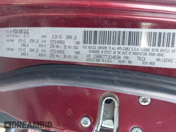 2018 Ram 1500 Big Horn с VIN 1C6RR6TT7JS149184, выставлен на аукционе IAAI как лот 43209443 с пробегом 109 476 миль миль и . История ставок и продаж доступна на DreamBid. Изображение 9.