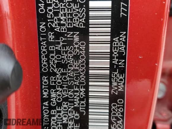 2021 Toyota Prius LE with VIN JTDL9MFUXM3030440, listed as a Copart auction lot 69888175 with 191,863 mi miles and Salvage title. Bid and sale history available at DreamBid. Image 13.