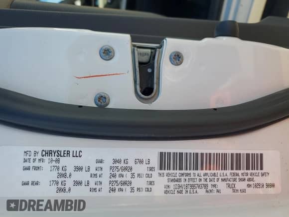 2009 Dodge 1500 Sport with VIN 1D3HV18T99S703789, listed as a Copart auction lot 85934705 with 151,187 mi miles and Salvage title. Bid and sale history available at DreamBid. Image 13.