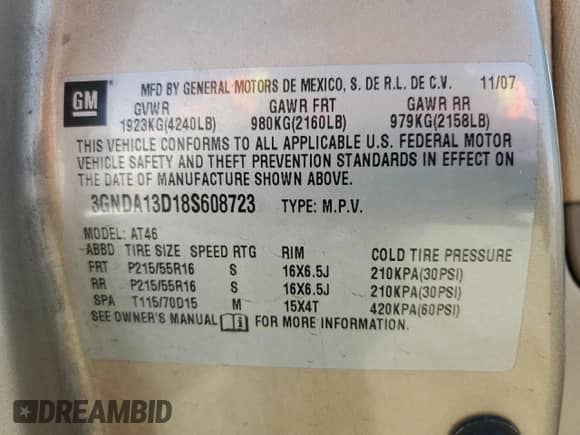 2008 Chevrolet HHR LS z VIN 3GNDA13D18S608723, wystawiony jako Copart lot #71544915 z przebiegiem 111 174 mil mil oraz Szkoda całkowita • Salvage title. Historia ofert i sprzedaży dostępna na DreamBid. Obrazek 12.