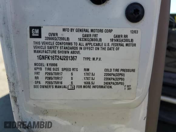 2004 Chevrolet Suburban LS с VIN 1GNFK16T24J201367, выставлен на аукционе Copart как лот 74285444 с пробегом 198 550 миль миль и Списание • Salvage title. История ставок и продаж доступна на DreamBid. Изображение 13.