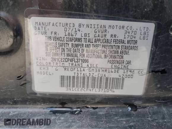 2015 Nissan Note SV z VIN 3N1CE2CP4FL371096, wystawiony jako Copart lot #87379365 z przebiegiem 131 865 mil mil oraz Czysty tytuł • Clean title. Historia ofert i sprzedaży dostępna na DreamBid. Obrazek 12.