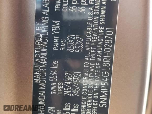 2024 Hyundai Santa Fe Calligraphy с VIN 5NMP54GL8RH028701, выставлен на аукционе Copart как лот 69563814 с пробегом 8 910 миль миль и Списание • Salvage title. История ставок и продаж доступна на DreamBid. Изображение 15.