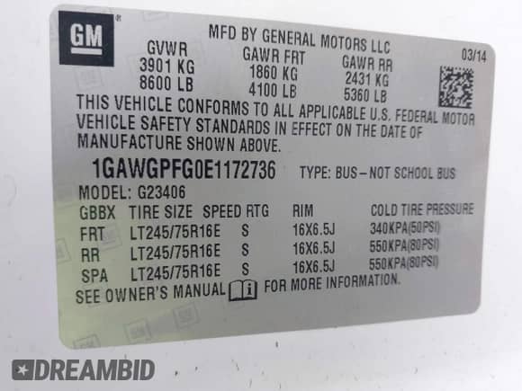 2014 Chevrolet Express Passenger LS with VIN 1GAWGPFG0E1172736, listed as a IAAI auction lot 42607900 with 71,199 mi miles and . Bid and sale history available at DreamBid. Image 9.