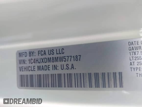 2021 Jeep Wrangler Unlimited Willys with VIN 1C4HJXDM8MW577187, listed as a IAAI auction lot 42731864 with 71,256 mi miles and . Bid and sale history available at DreamBid. Image 9.