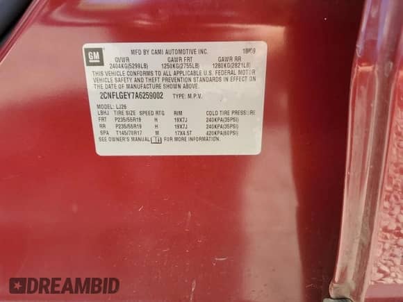 2010 Chevrolet Equinox LTZ с VIN 2CNFLGEY7A6259002, выставлен на аукционе Copart как лот 82144935 с пробегом 116 525 миль миль и Списание • Salvage title. История ставок и продаж доступна на DreamBid. Изображение 13.