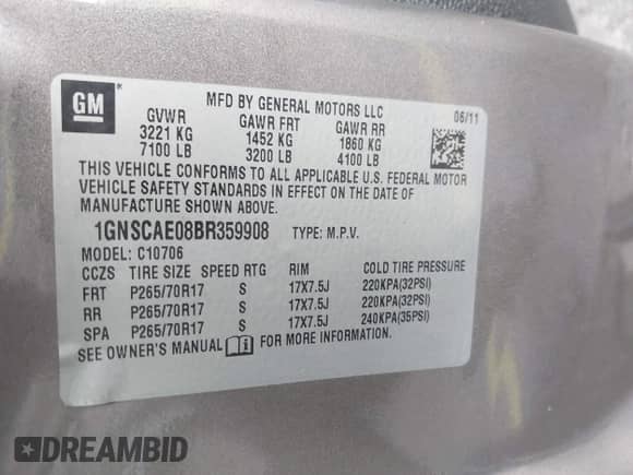 2011 Chevrolet Tahoe LS с VIN 1GNSCAE08BR359908, выставлен на аукционе IAAI как лот 43285806 с пробегом 143 385 миль миль и . История ставок и продаж доступна на DreamBid. Изображение 9.