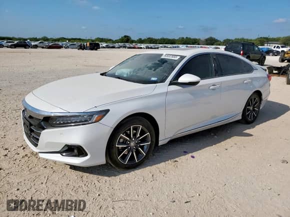 2021 Honda Accord EX-L z VIN 1HGCV1F5XMA084742, wystawiony jako Copart lot #68932855 z przebiegiem 58 653 mil mil oraz Szkoda całkowita • Salvage title. Historia ofert i sprzedaży dostępna na DreamBid. Obrazek 1.