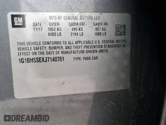 2018 Chevrolet Cruze LT z VIN 1G1BH5SEXJ7140761, wystawiony jako Copart lot #81169113 z przebiegiem 100 784 mil mil oraz . Historia ofert i sprzedaży dostępna na DreamBid. Obrazek 13.