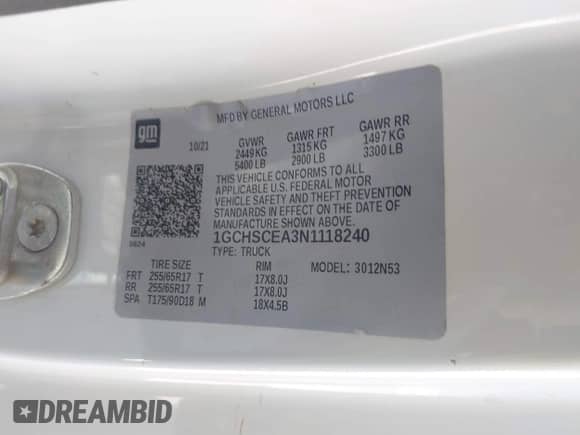 2022 Chevrolet Colorado 2WD LT z VIN 1GCHSCEA3N1118240, wystawiony jako IAAI lot #41699143 z przebiegiem 109 823 mil mil oraz . Historia ofert i sprzedaży dostępna na DreamBid. Obrazek 9.