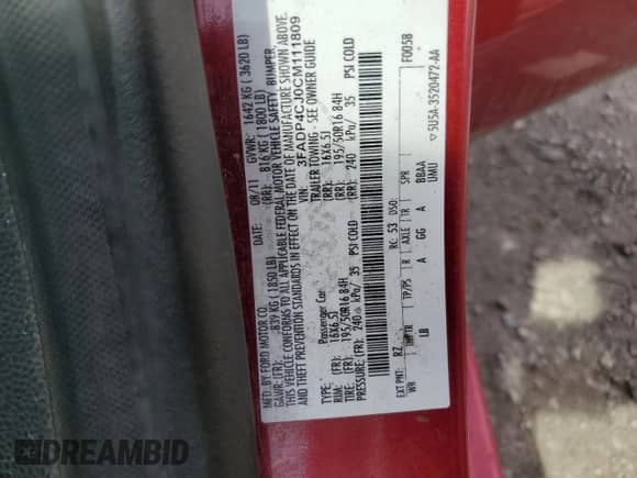 2012 Ford Fiesta SEL with VIN 3FADP4CJ0CM111809, listed as a Copart auction lot 53982225 with 110,401 mi miles and Salvage title. Bid and sale history available at DreamBid. Image 12.