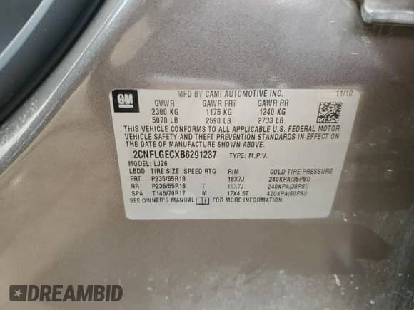 2011 Chevrolet Equinox LTZ with VIN 2CNFLGECXB6291237, listed as a Copart auction lot 72221634 with 137,380 mi miles and Clean title. Bid and sale history available at DreamBid. Image 13.