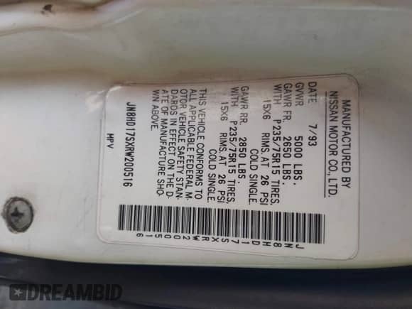 1994 Nissan Pathfinder LE с VIN JN8HD17SXRW200516, выставлен на аукционе IAAI как лот 42339985 с пробегом 115 914 миль миль и . История ставок и продаж доступна на DreamBid. Изображение 8.