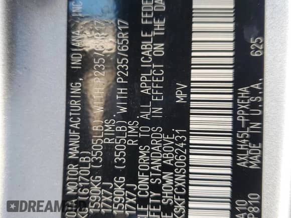 2022 Toyota Sienna LE с VIN 5TDKSKFCXNS062431, выставлен на аукционе Copart как лот 70089465 с пробегом 75 789 миль миль и Списание • Salvage title. История ставок и продаж доступна на DreamBid. Изображение 13.