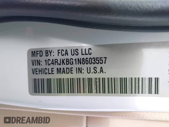 2022 Jeep Grand Cherokee Limited with VIN 1C4RJKBG1N8603557, listed as a IAAI auction lot 42719049 with 146,952 mi miles and . Bid and sale history available at DreamBid. Image 9.