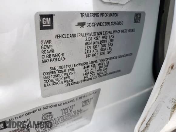 2020 Chevrolet Silverado 1500 RST с VIN 3GCPWDED9LG256850, выставлен на аукционе Copart как лот 61946525 с пробегом 125 119 миль миль и Списание • Salvage title. История ставок и продаж доступна на DreamBid. Изображение 12.