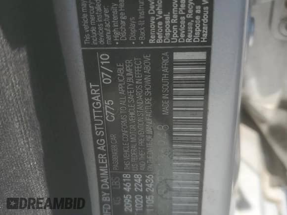 2011 Mercedes-Benz C 350 Sport с VIN WDDGF5GBXBR136948, выставлен на аукционе Copart как лот 68033115 с пробегом 116 718 миль миль и Списание • Salvage title. История ставок и продаж доступна на DreamBid. Изображение 12.