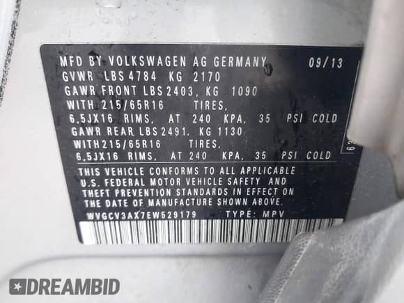 2014 Volkswagen Tiguan с VIN WVGCV3AX7EW529179, выставлен на аукционе IAAI как лот 42379530 с пробегом 151 335 миль миль и . История ставок и продаж доступна на DreamBid. Изображение 9.