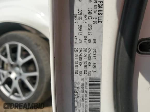 2017 Dodge Journey GT with VIN 3C4PDCEG6HT538663, listed as a Copart auction lot 80200665 with 125,484 mi miles and Salvage title. Bid and sale history available at DreamBid. Image 13.